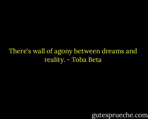 There's wall of agony between dreams and reality. - Toba Beta