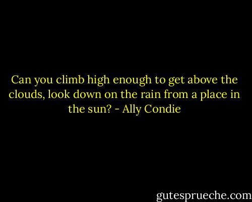 Can you climb high enough to get above the clouds, look down on the rain from a place in the sun? - Ally Condie