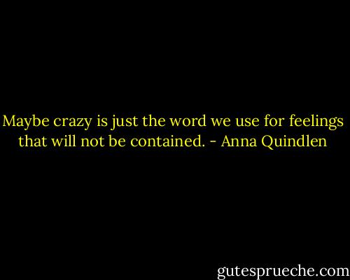 Maybe crazy is just the word we use for feelings that will not be contained. - Anna Quindlen