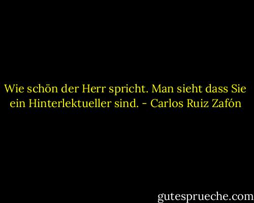 Wie schön der Herr spricht. Man sieht dass Sie ein Hinterlektueller sind. - Carlos Ruiz Zafón