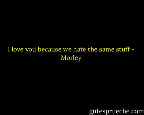 I love you because we hate the same stuff - Morley