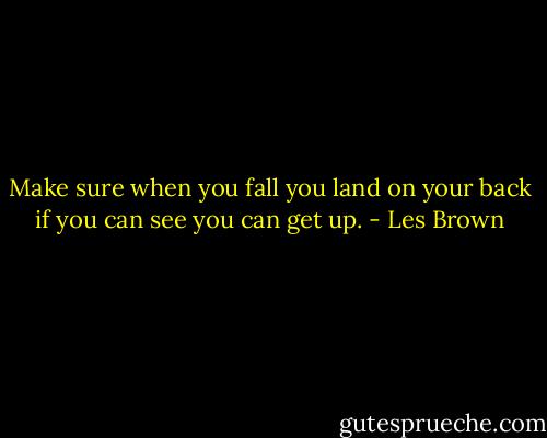 Make sure when you fall you land on your back if you can see you can get up. - Les Brown