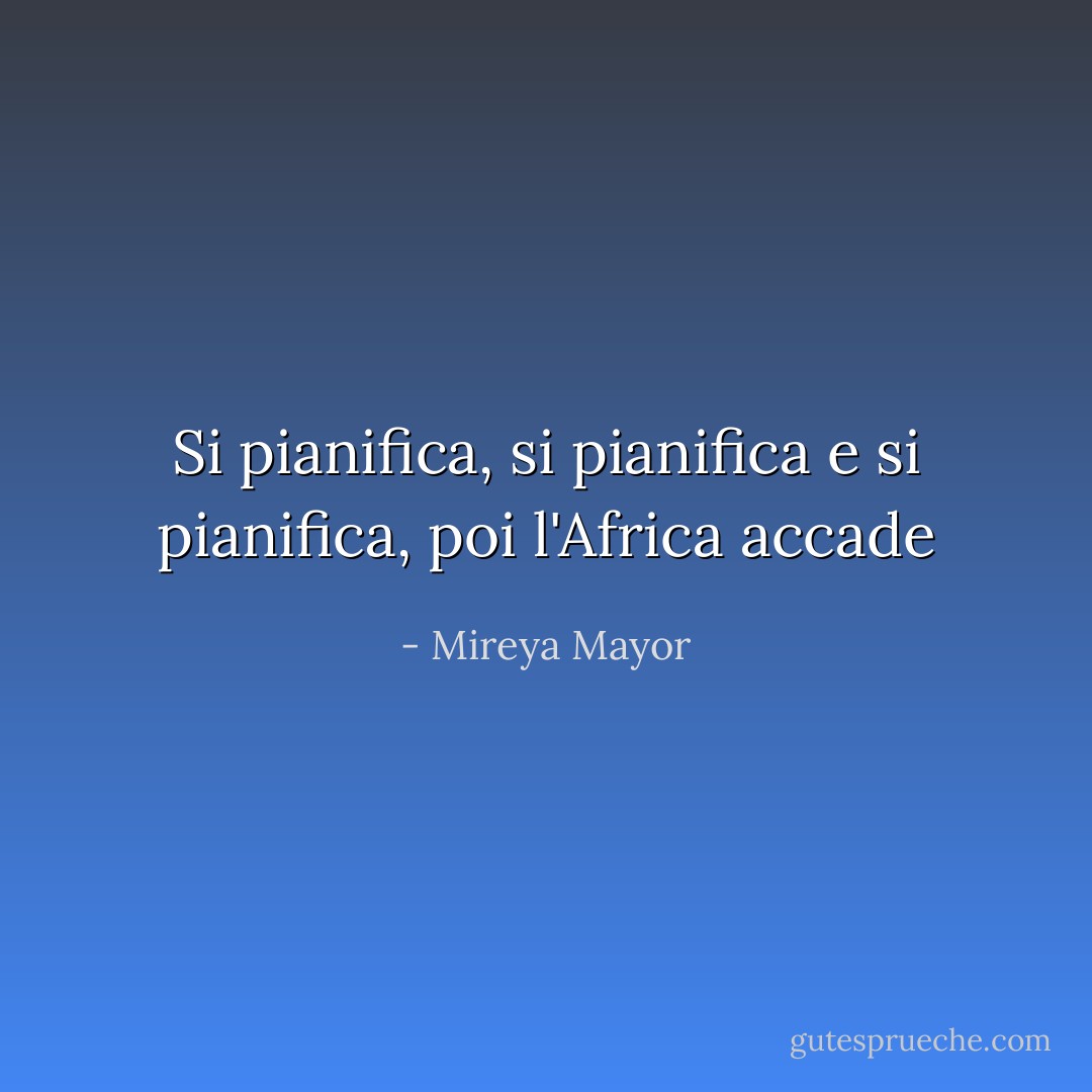 Si pianifica, si pianifica e si pianifica, poi l'Africa accade - Mireya Mayor