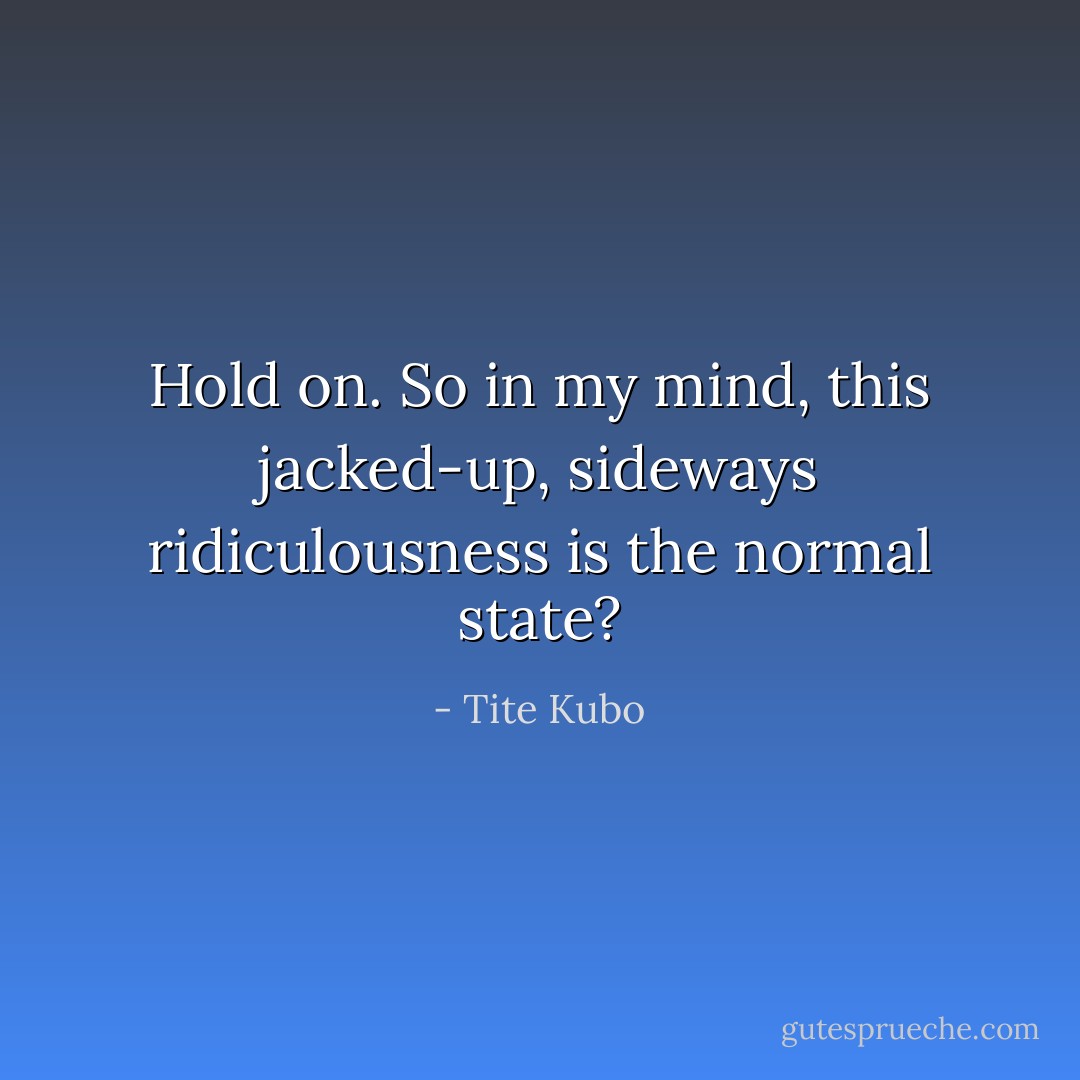 Hold on. So in my mind, this jacked-up, sideways ridiculousness is the normal state? - Tite Kubo