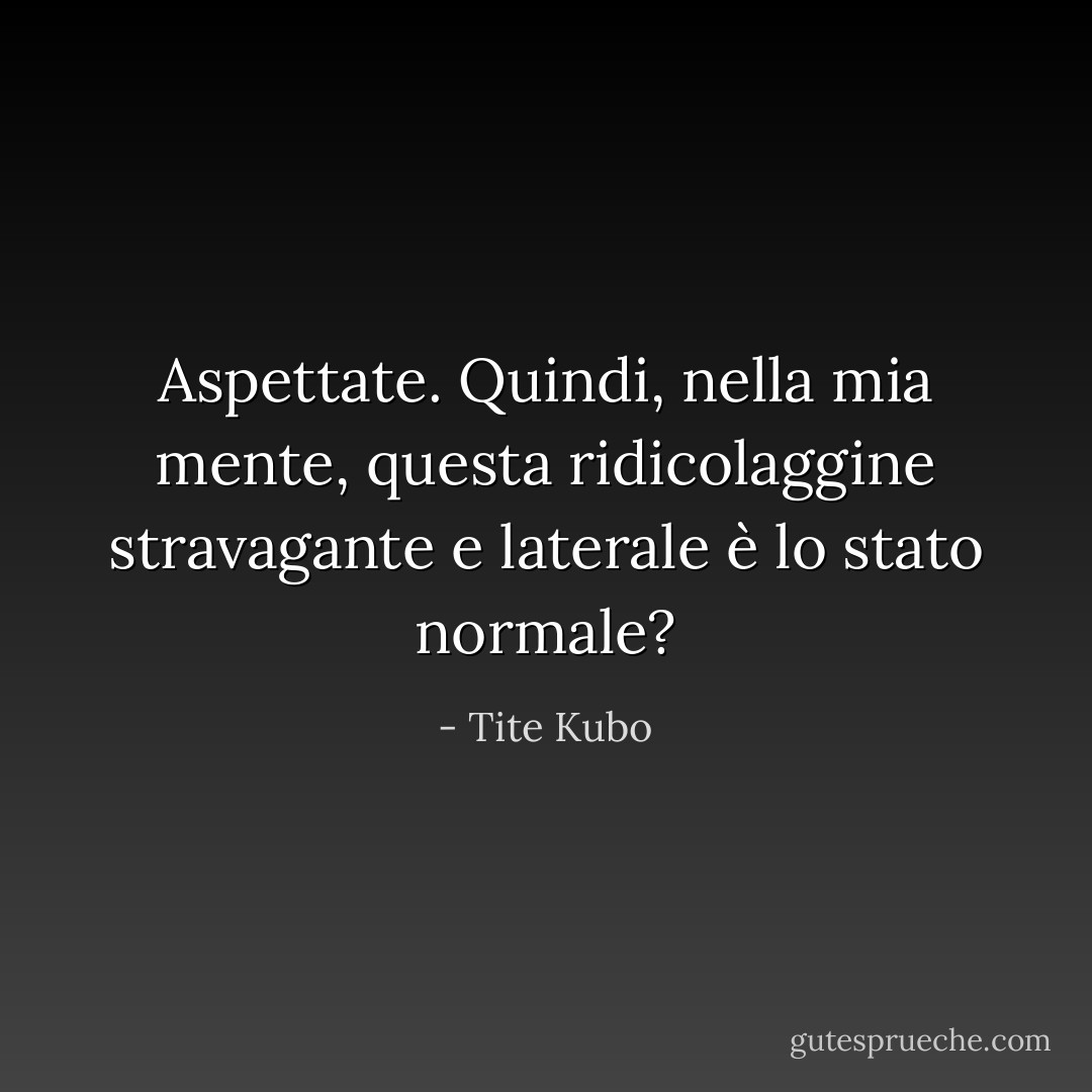 Aspettate. Quindi, nella mia mente, questa ridicolaggine stravagante e laterale è lo stato normale? - Tite Kubo