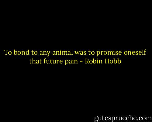 To bond to any animal was to promise oneself that future pain - Robin Hobb