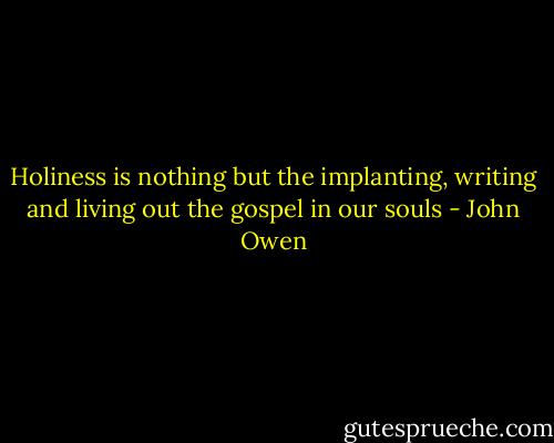 Holiness is nothing but the implanting, writing and living out the gospel in our souls - John Owen