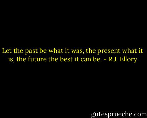 Let the past be what it was, the present what it is, the future the best it can be. - R.J. Ellory