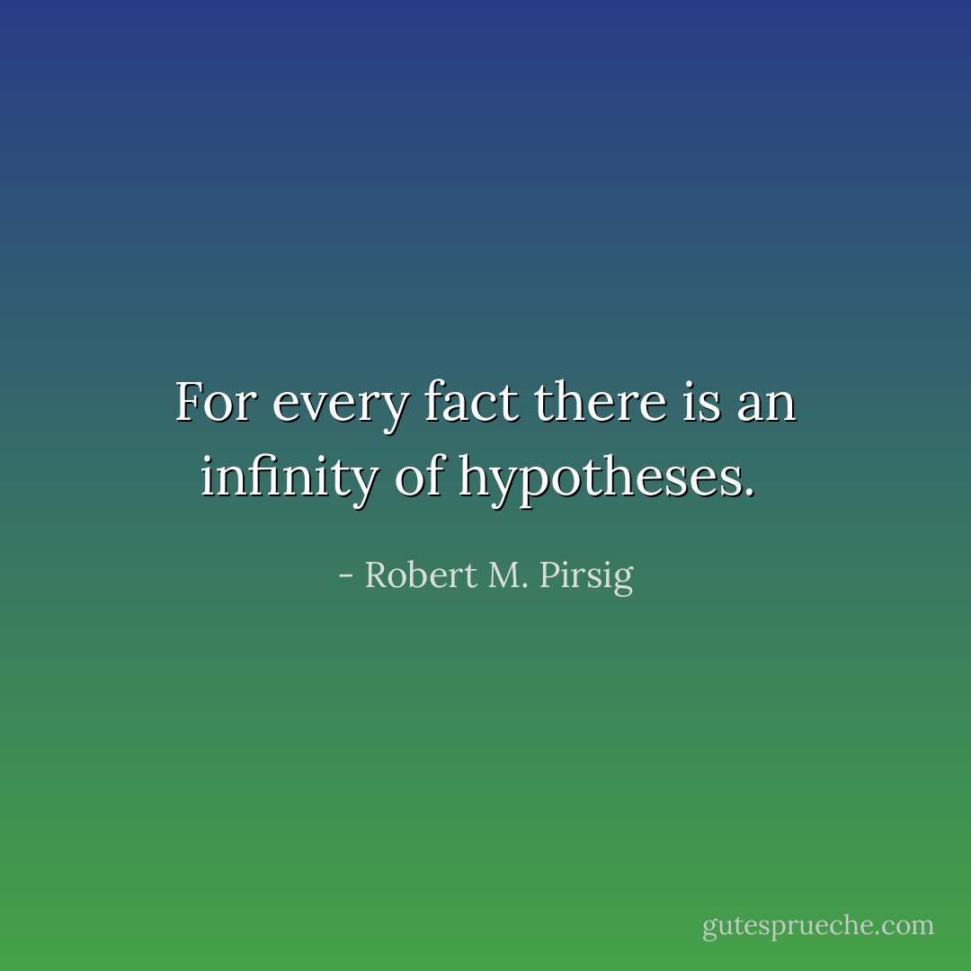 For every fact there is an infinity of hypotheses.  - Robert M. Pirsig