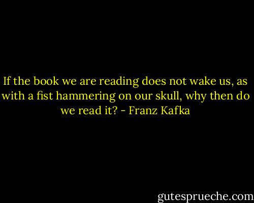 If the book we are reading does not wake us, as with a fist hammering on our skull, why then do we read it? - Franz Kafka