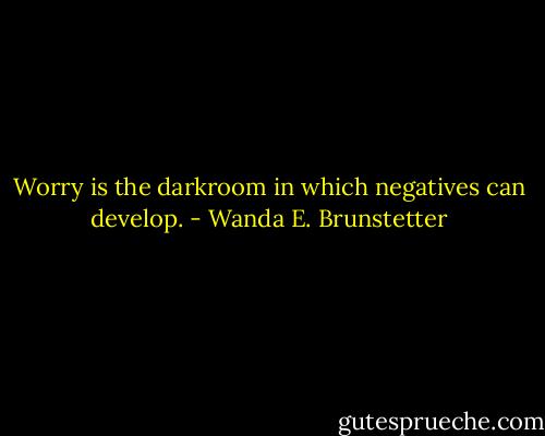 Worry is the darkroom in which negatives can develop. - Wanda E. Brunstetter