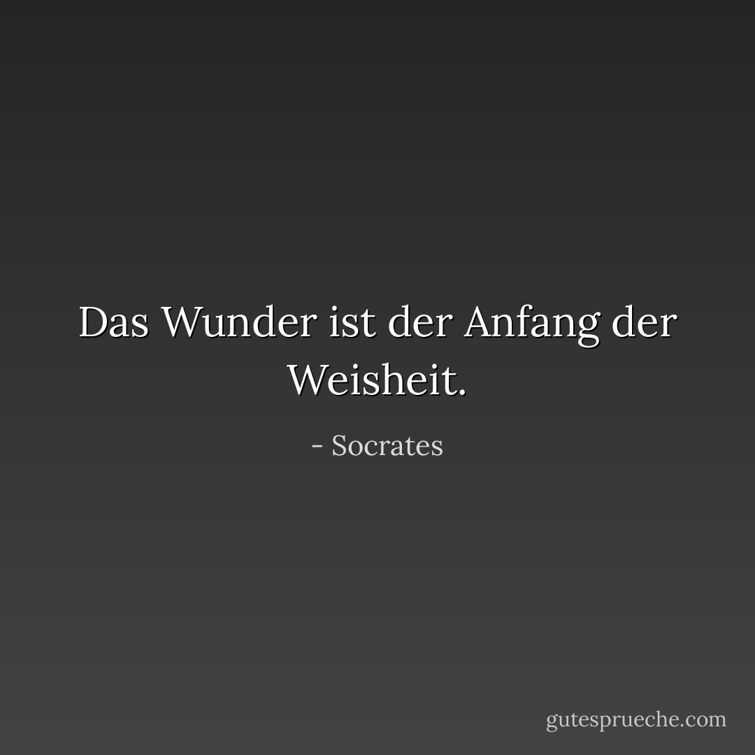 Das Wunder ist der Anfang der Weisheit. - Socrates<