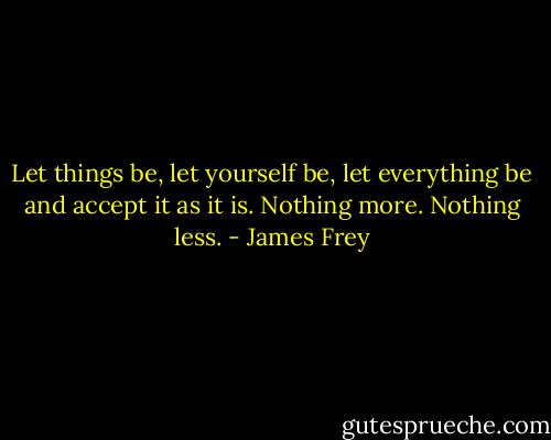 Let things be, let yourself be, let everything be and accept it as it is. Nothing more. Nothing less. - James Frey