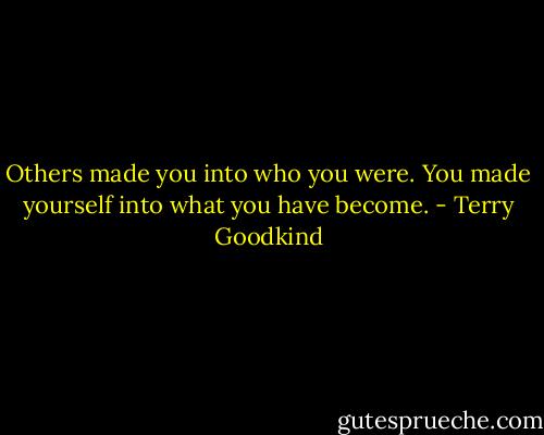 Others made you into who you were. You made yourself into what you have become. - Terry Goodkind