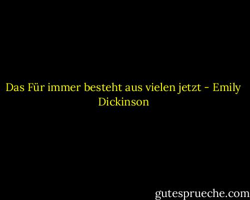 Das Für immer besteht aus vielen jetzt - Emily Dickinson