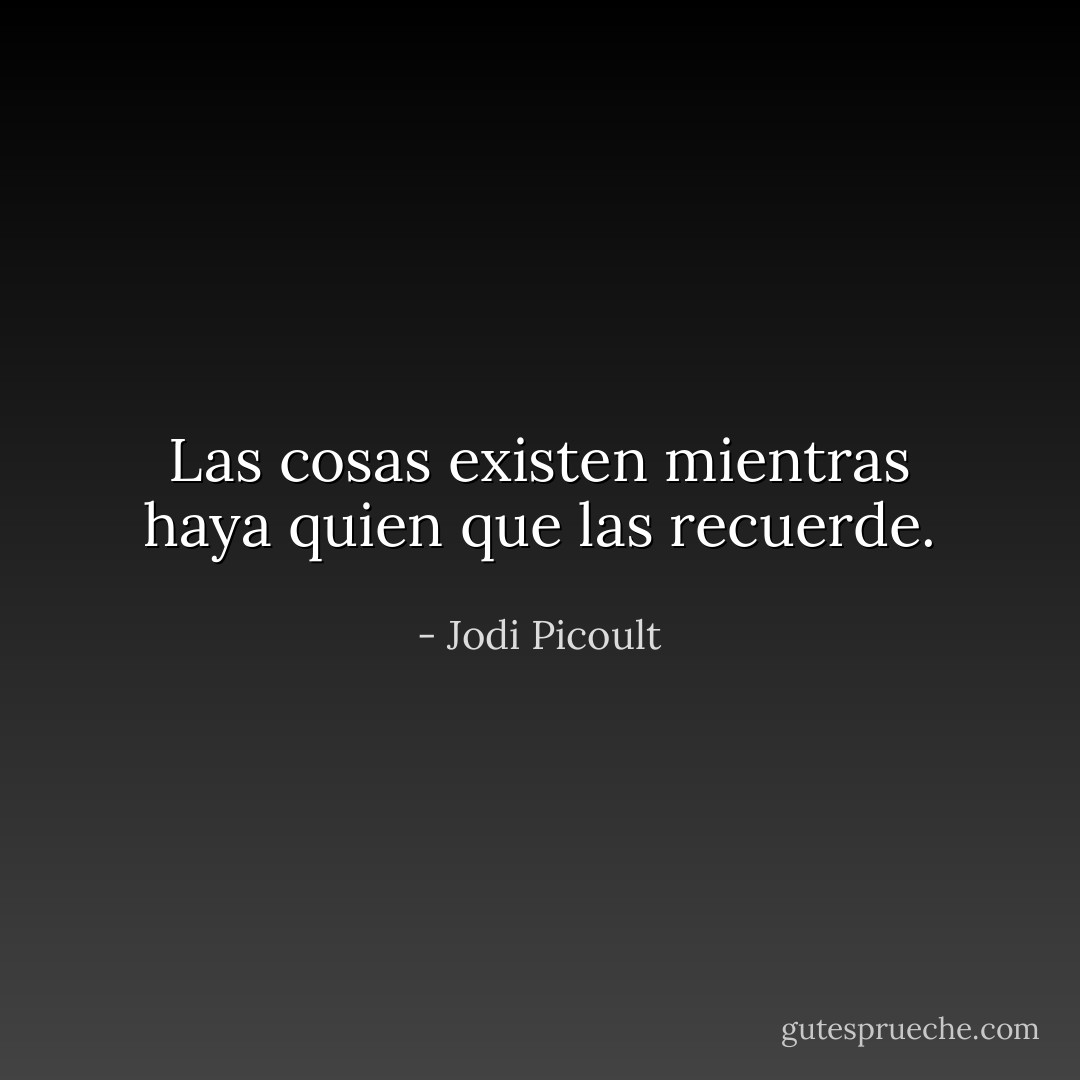 Las cosas existen mientras haya quien que las recuerde. - Jodi Picoult