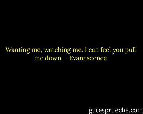 Wanting me, watching me. I can feel you pull me down. - Evanescence