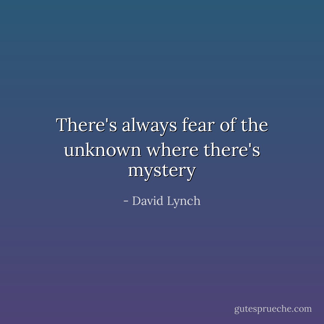 There's always fear of the unknown where there's mystery - David Lynch