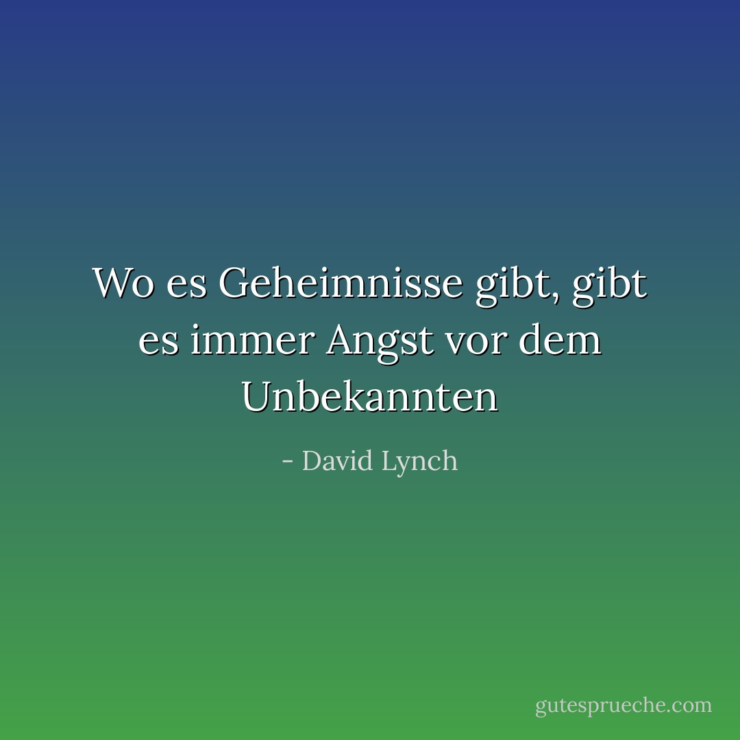 Wo es Geheimnisse gibt, gibt es immer Angst vor dem Unbekannten - David Lynch<