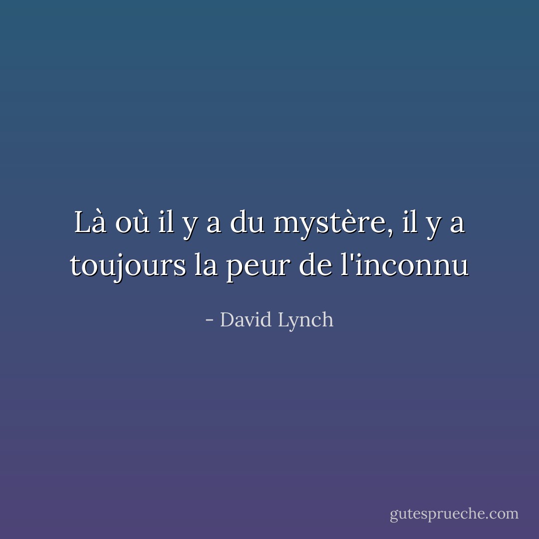 Là où il y a du mystère, il y a toujours la peur de l'inconnu - David Lynch