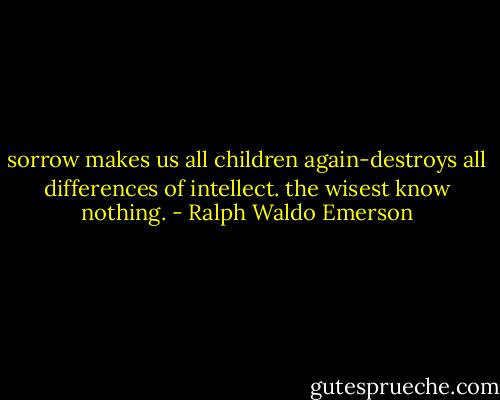 sorrow makes us all children again-destroys all differences of intellect. the wisest know nothing. - Ralph Waldo Emerson