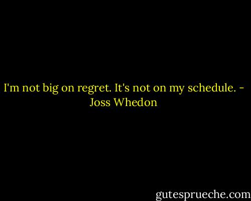 I'm not big on regret. It's not on my schedule. - Joss Whedon
