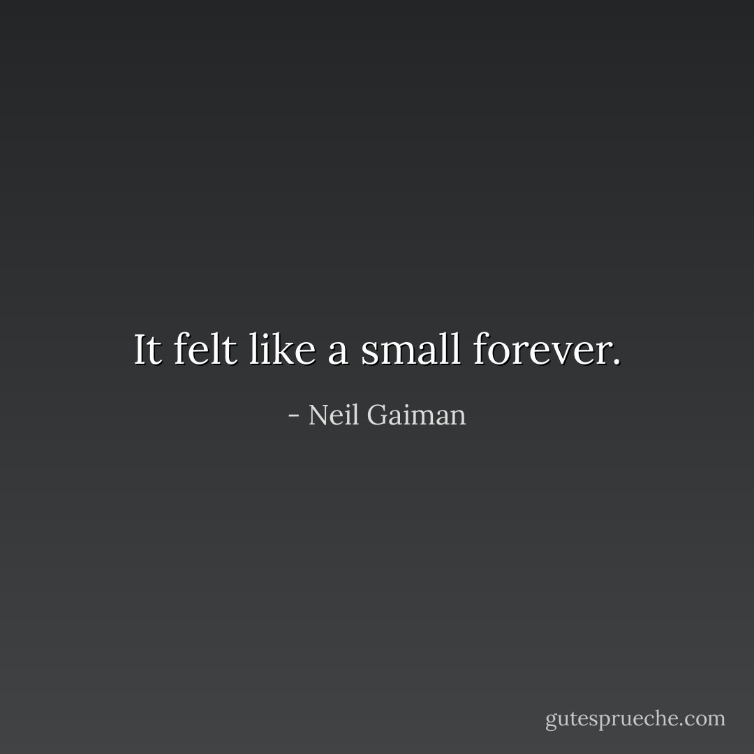 It felt like a small forever. - Neil Gaiman