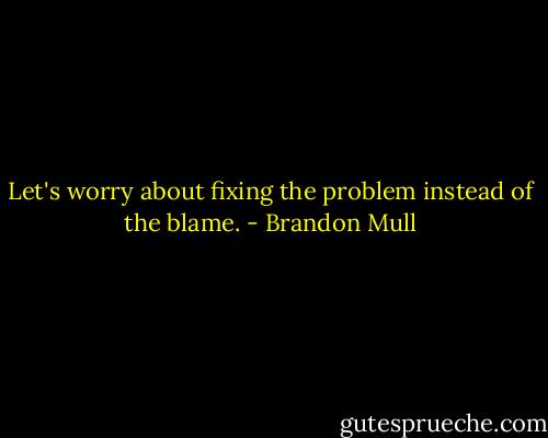 Let's worry about fixing the problem instead of the blame. - Brandon Mull