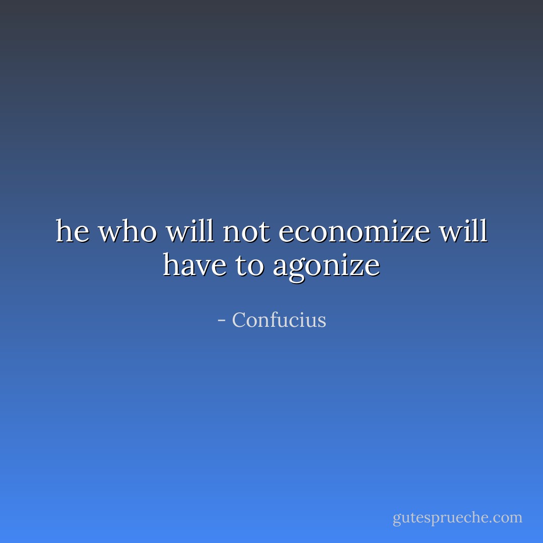 he who will not economize will have to agonize - Confucius