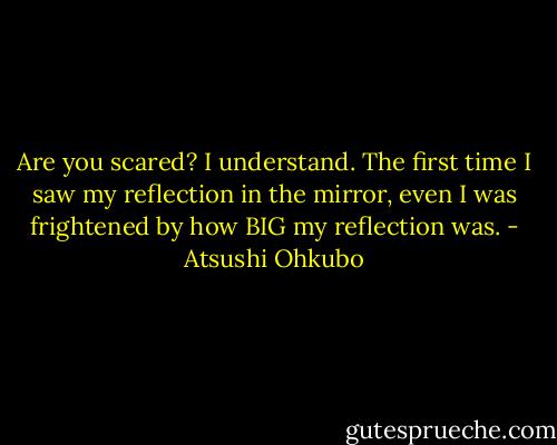 Are you scared? I understand. The first time I saw my reflection in the mirror, even I was frightened by how BIG my reflection was. - Atsushi Ohkubo