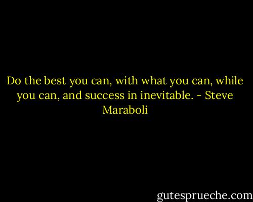 Do the best you can, with what you can, while you can, and success in inevitable. - Steve Maraboli