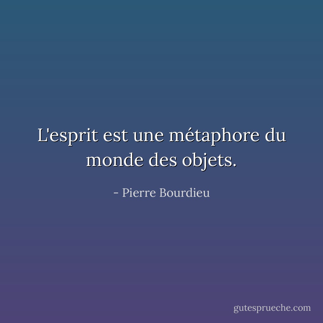 L'esprit est une métaphore du monde des objets. - Pierre Bourdieu