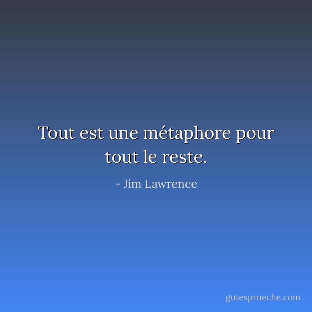 Tout est une métaphore pour tout le reste. - Jim Lawrence