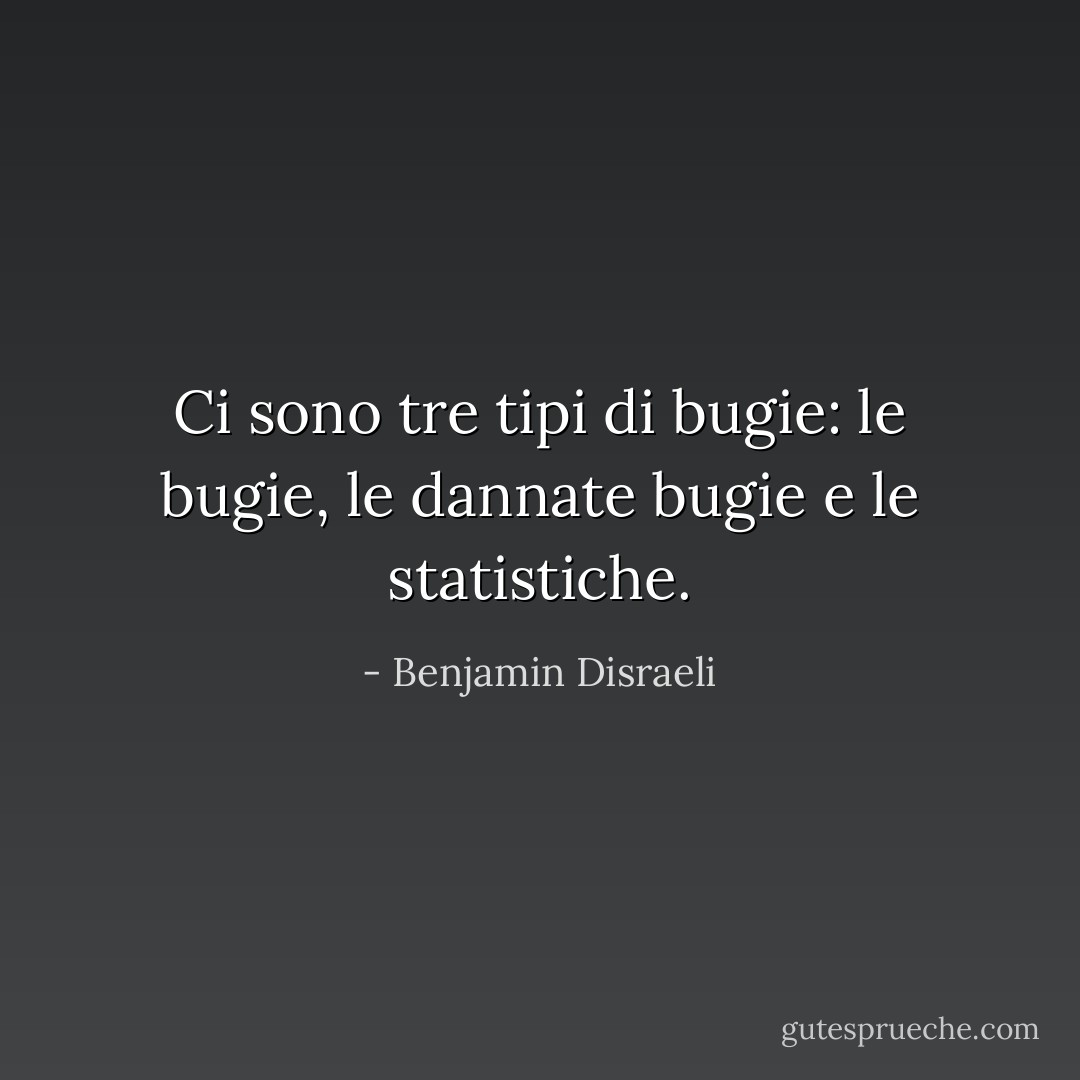 Ci sono tre tipi di bugie: le bugie, le dannate bugie e le statistiche. - Benjamin Disraeli