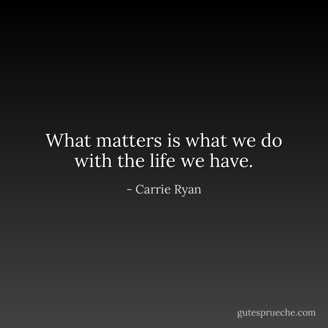 What matters is what we do with the life we have. - Carrie Ryan