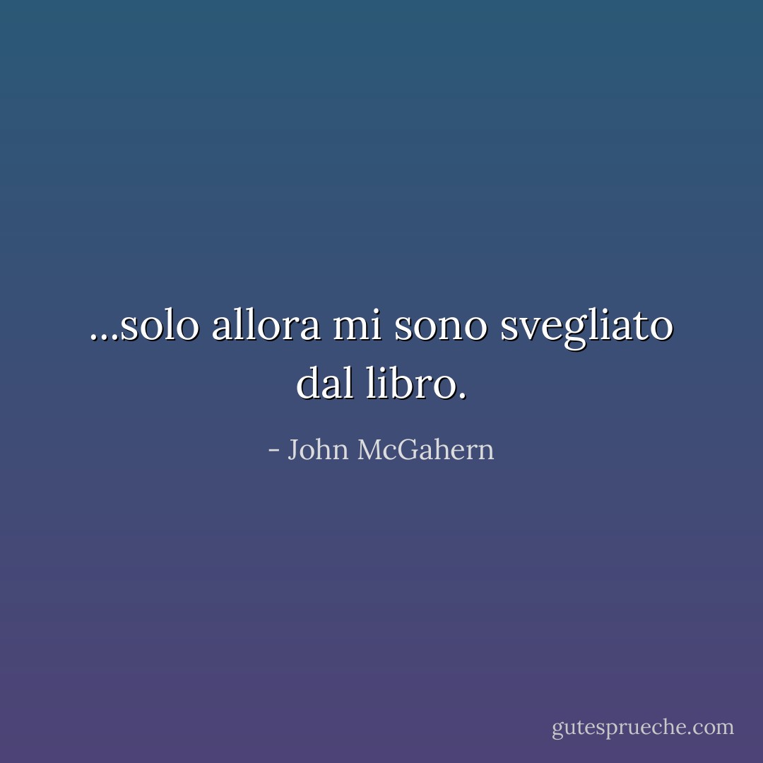 ...solo allora mi sono svegliato dal libro. - John McGahern