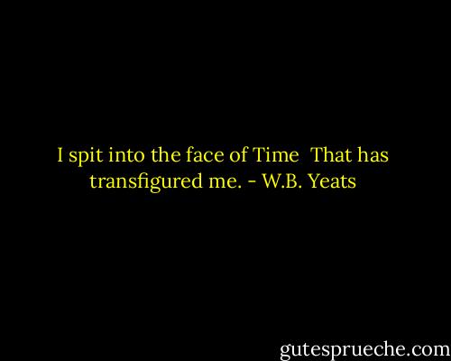 I spit into the face of Time <br />That has transfigured me. - W.B. Yeats