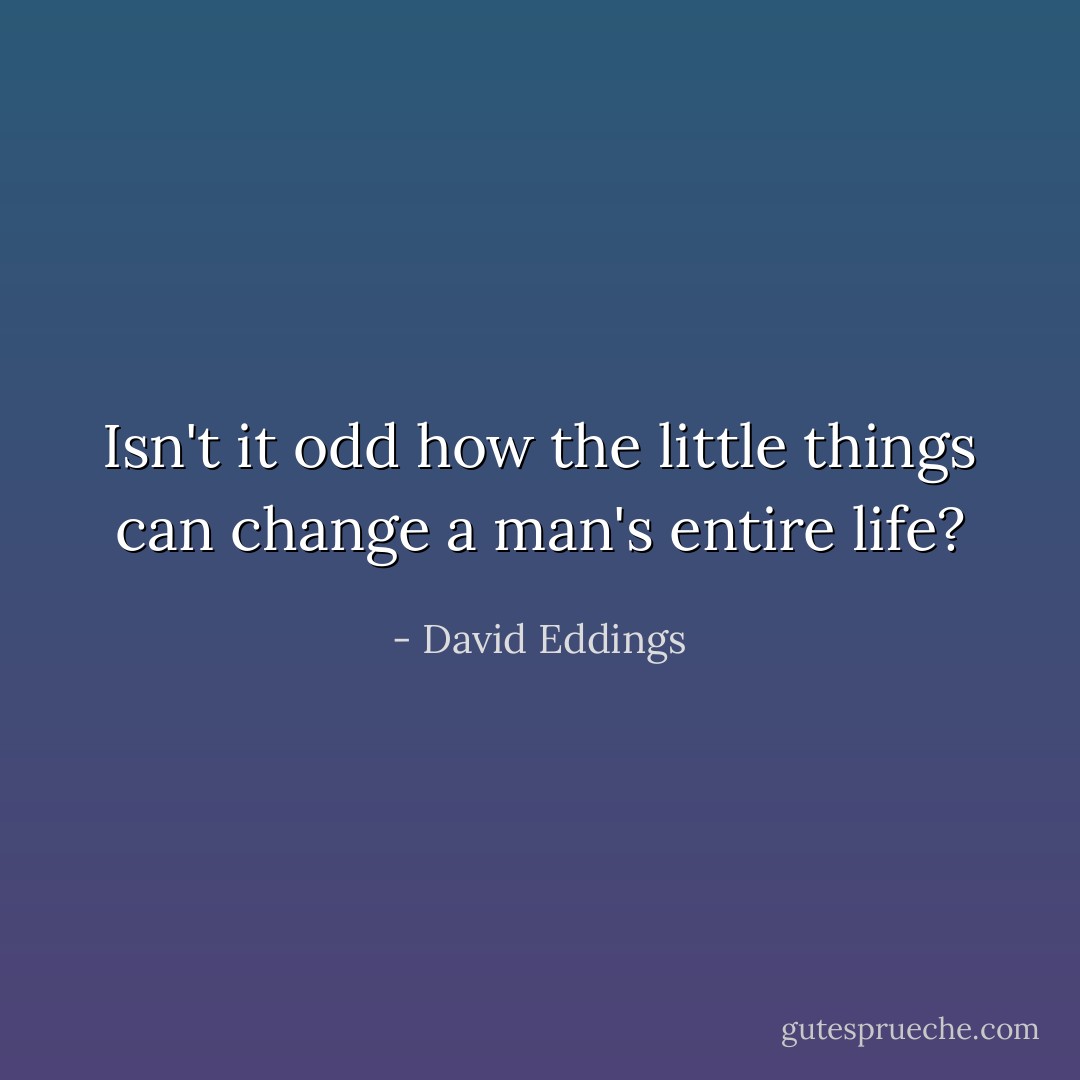 Isn't it odd how the little things can change a man's entire life? - David Eddings