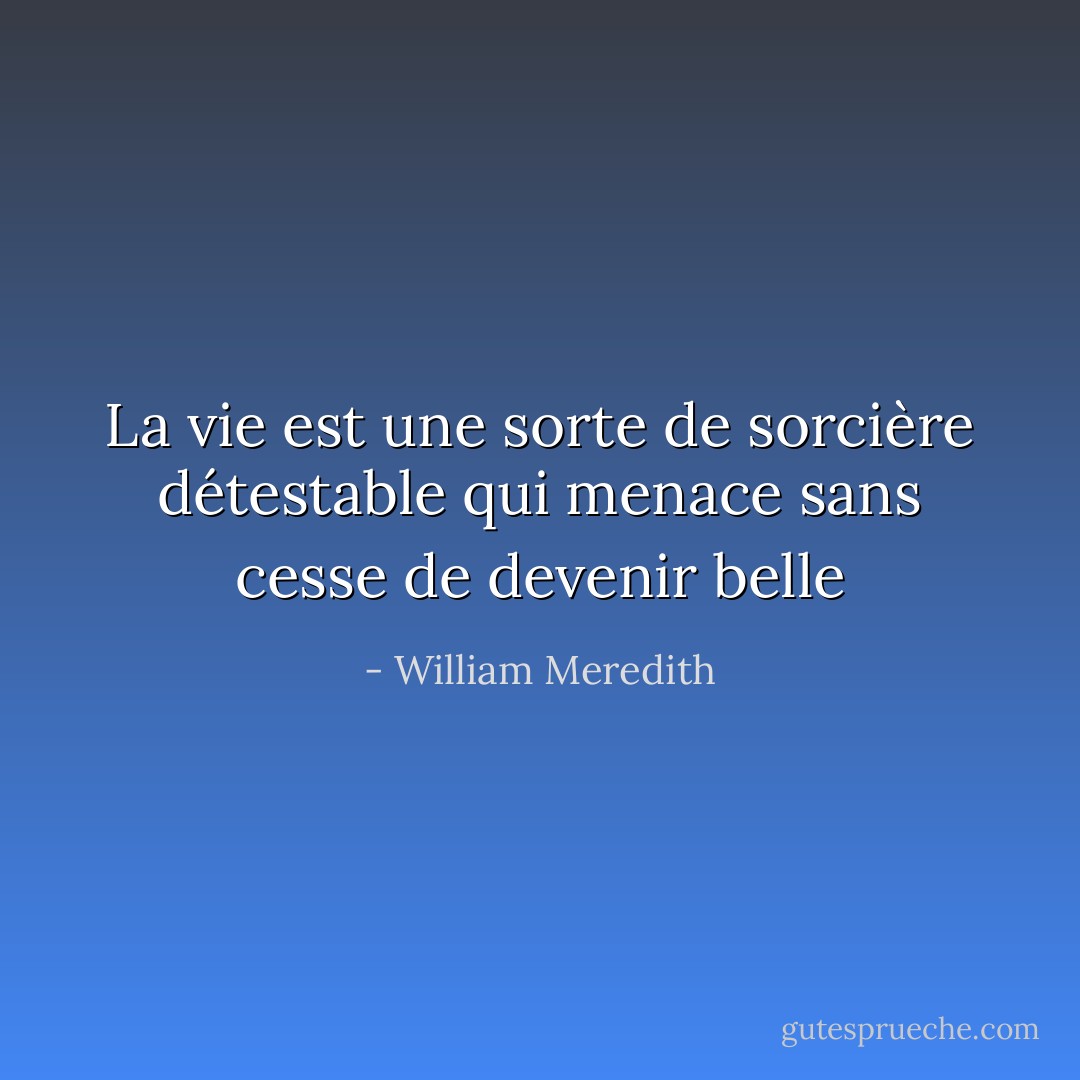La vie est une sorte de sorcière détestable qui menace sans cesse de devenir belle - William Meredith