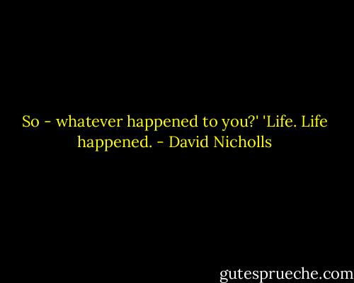 So - whatever happened to you?'<br />'Life. Life happened. - David Nicholls