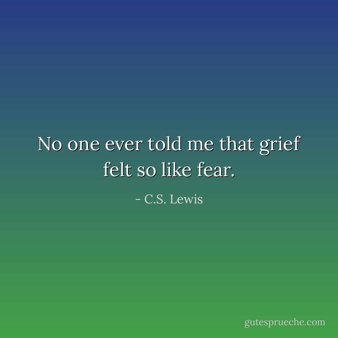 No one ever told me that grief felt so like fear. - C.S. Lewis