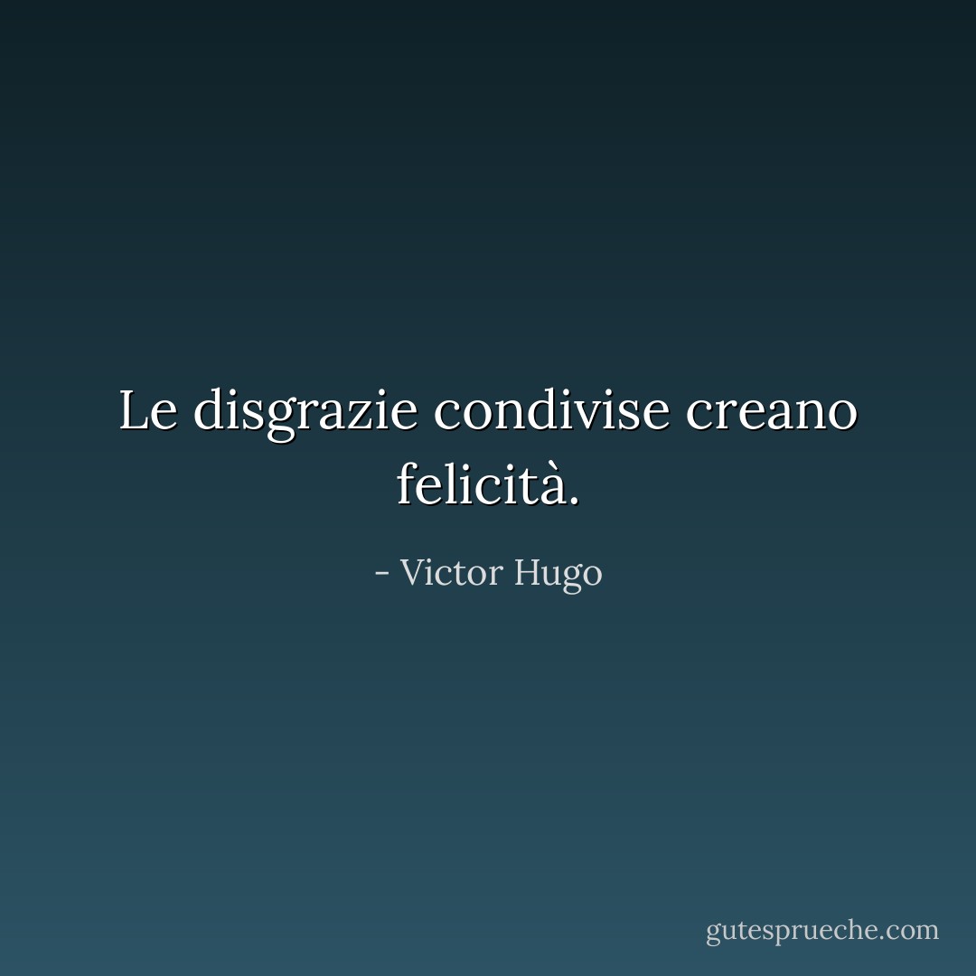 Le disgrazie condivise creano felicità. - Victor Hugo