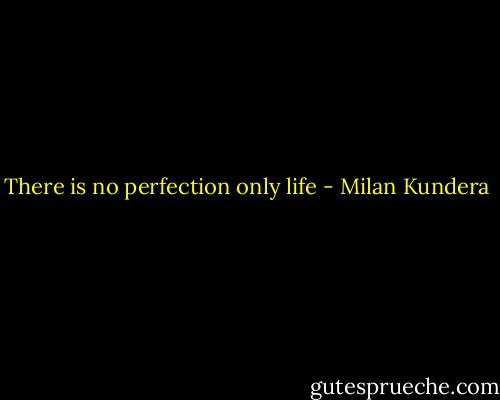 There is no perfection only life - Milan Kundera