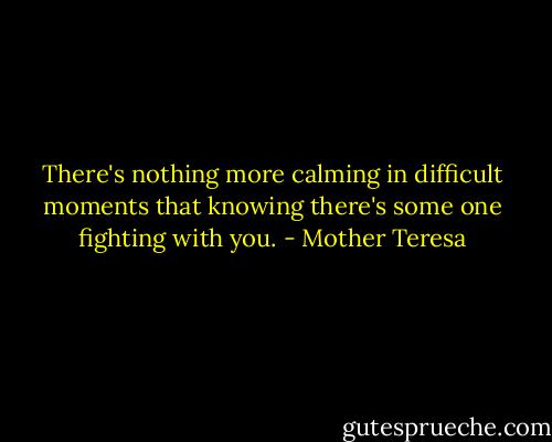There's nothing more calming in difficult moments that knowing there's some one fighting with you. - Mother Teresa