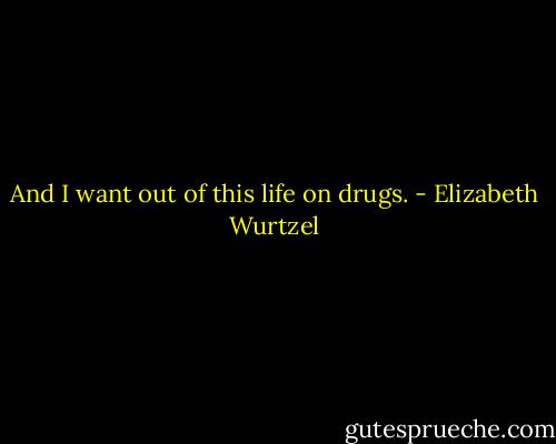 And I want out of this life on drugs. - Elizabeth Wurtzel