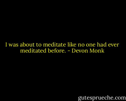 I was about to meditate like no one had ever meditated before. - Devon Monk