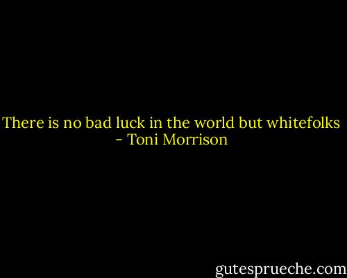 There is no bad luck in the world but whitefolks - Toni Morrison