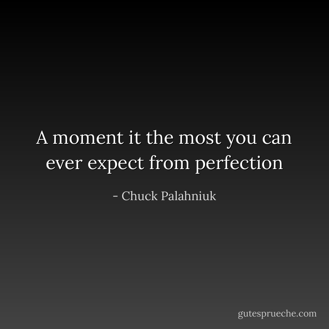 A moment it the most you can ever expect from perfection - Chuck Palahniuk