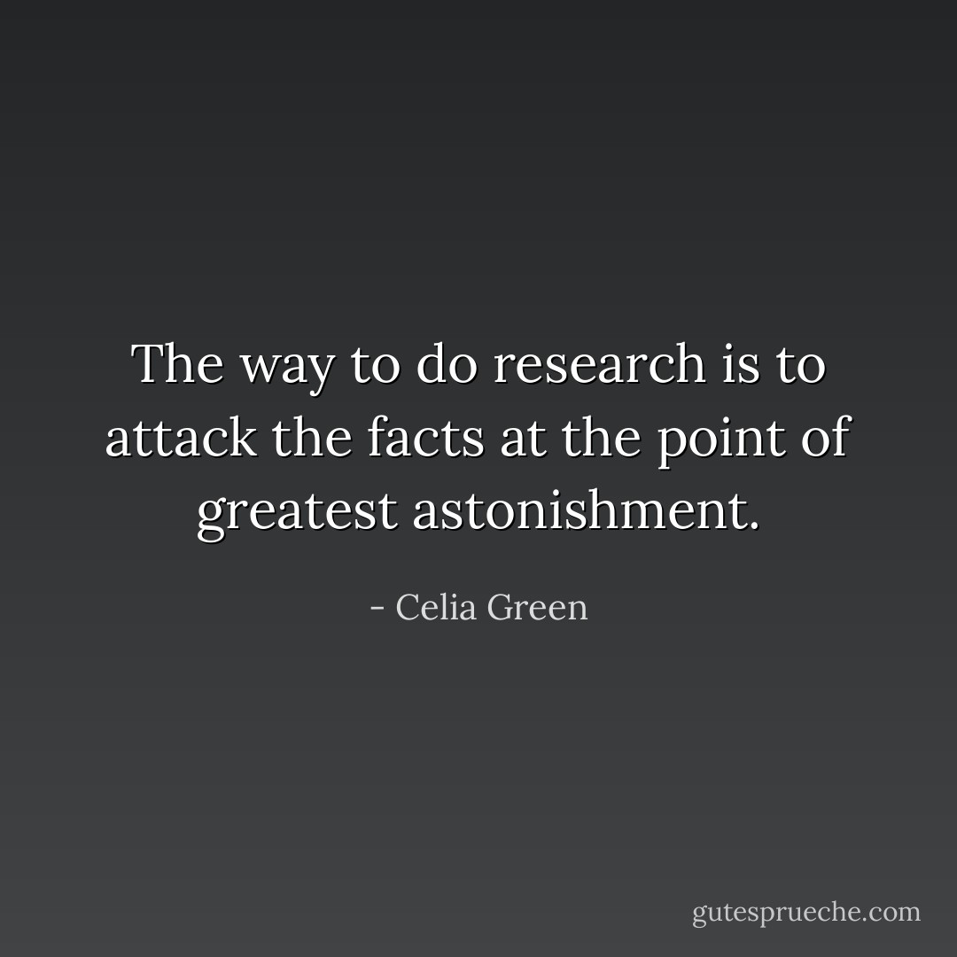 The way to do research is to attack the facts at the point of greatest astonishment. - Celia Green