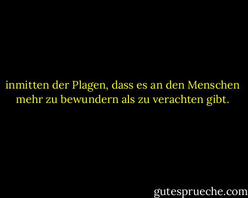 inmitten der Plagen, dass es an den Menschen mehr zu bewundern als zu verachten gibt. - Albert Camus<